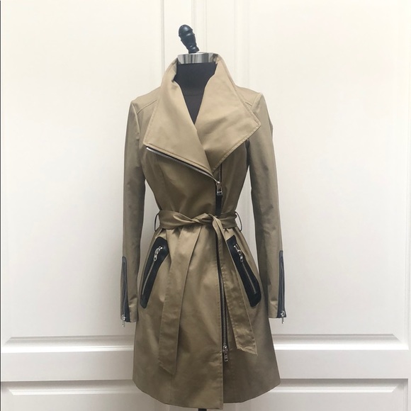 Mackage Estela belted Trench with leather trim - Picture 1 of 8
